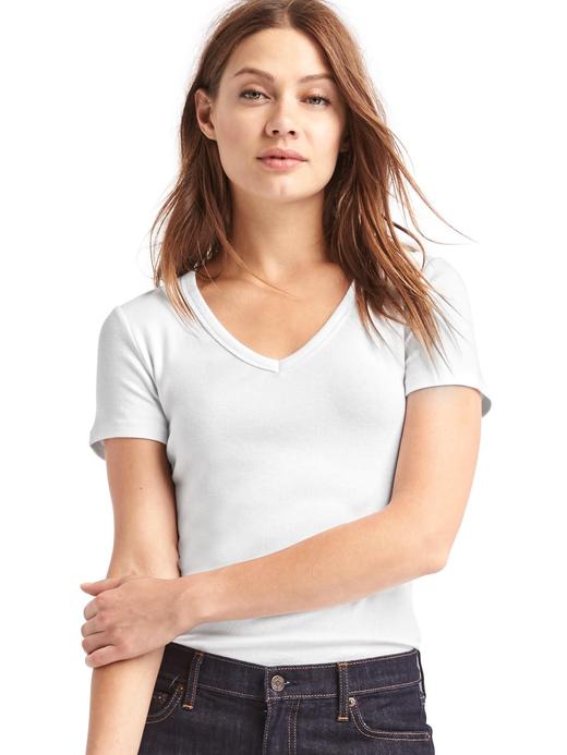 Kadın beyaz Modern V Yaka T-Shirt