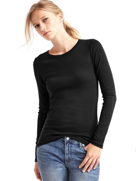 Kadın Siyah Uzun Kollu Sıfır Yaka T-Shirt