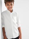 Erkek Çocuk beyaz Uniform Oxford Uzun Kollu Gömlek