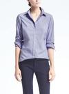 Kadın Mavi Riley Tailored-Fit Streçli Gömlek