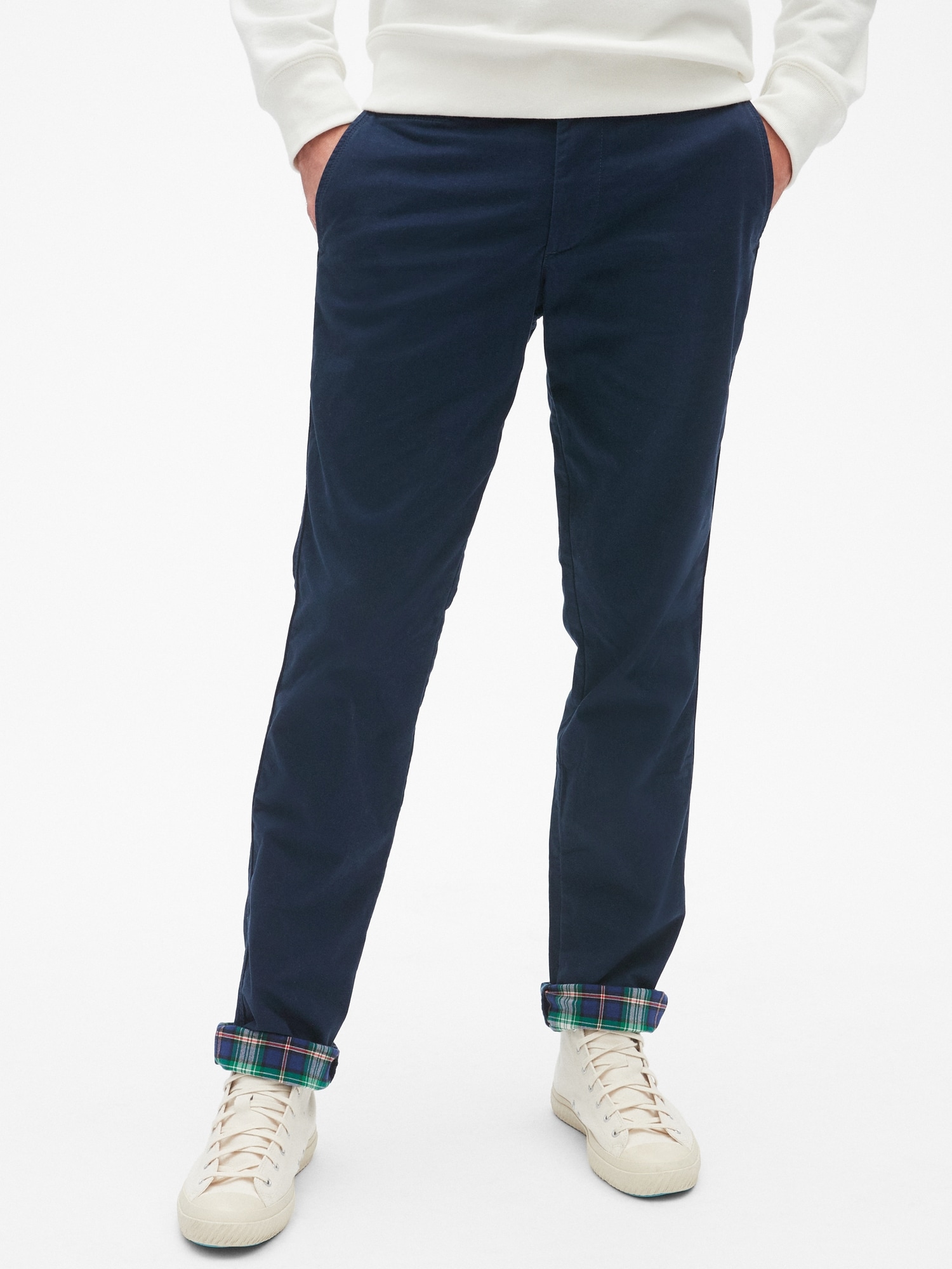 Gap Slim Fit Ekose Astarlı GapFlex Khaki Pantolon. 1