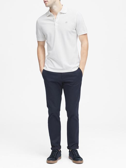 Erkek Beyaz Signature Piqué Polo Yaka T-Shirt