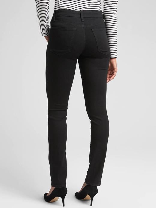 Kadın siyah Orta Belli Classic Straight Jean Pantolon