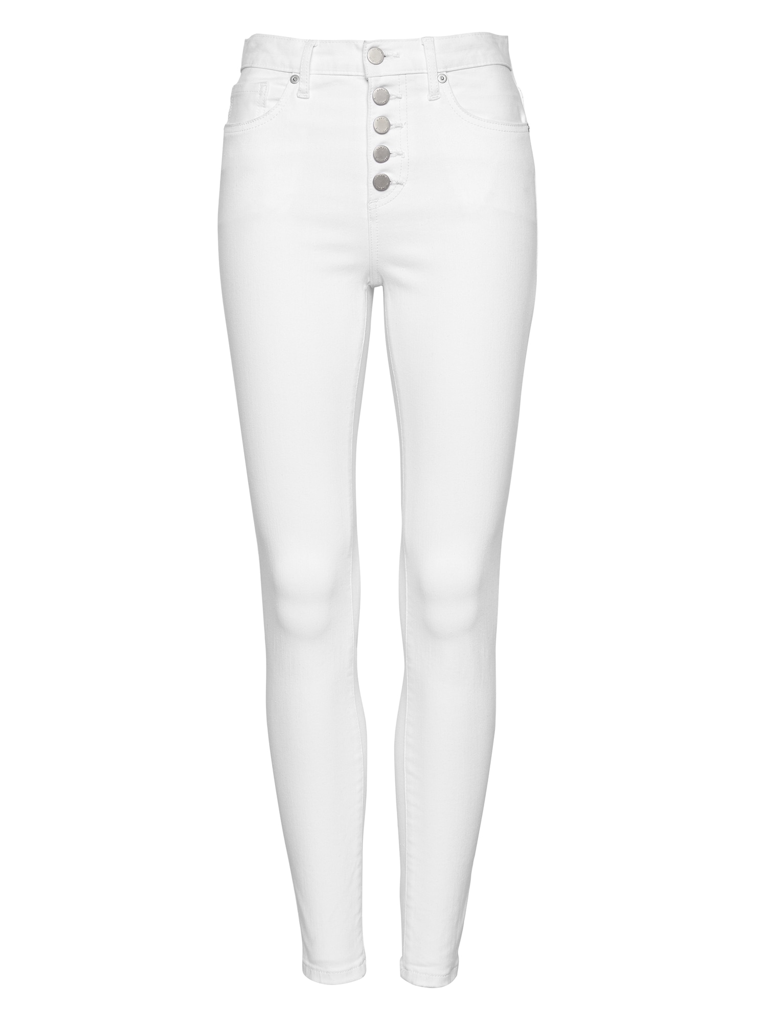 Banana Republic Yüksek Belli Skinny-Fit Düğmeli Beyaz Jean Pantolon. 3