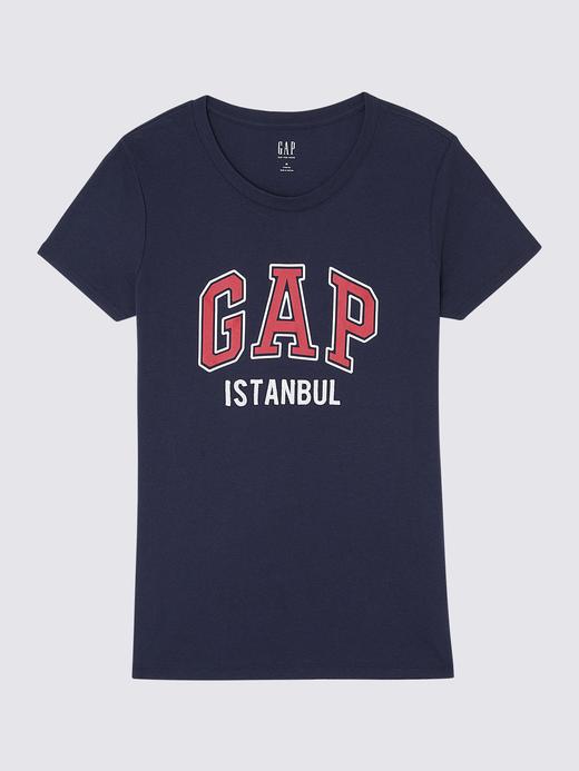 Kadınn lacivert Gap Logo Kısa Kollu İstanbul T-Shirt
