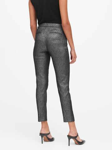 Kadın Kahverengi Modern Sloan Skinny-Fit Metalik Pantolon