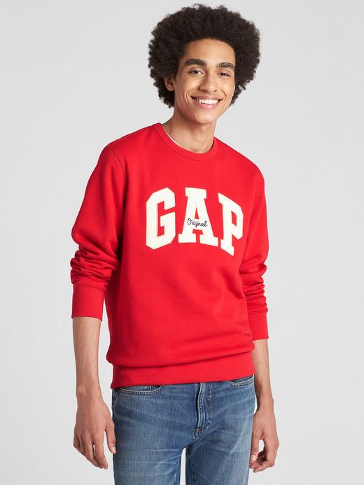 Erkek Kırmızı Gap Logo Yuvarlak Yaka Sweatshirt