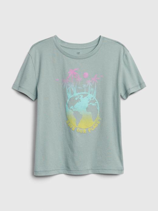 Kız Çocuk Yeşil Grafik Desenli Kısa Kollu T-Shirt