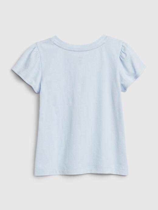 Kız Bebek mavi Desenli Kısa Kollu T-Shirt