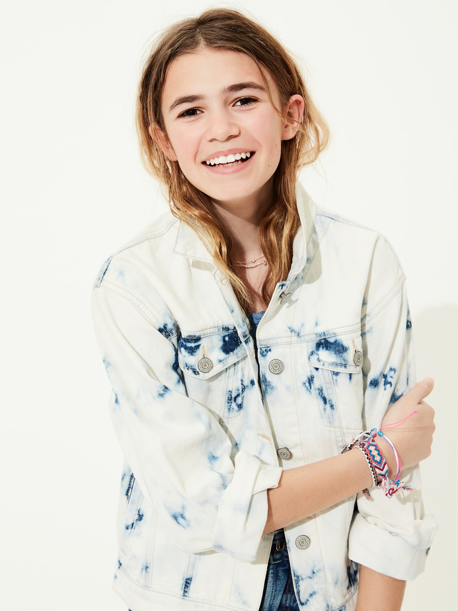 Gap Genç Kız | Batik Desenli Denim Ceket. 2