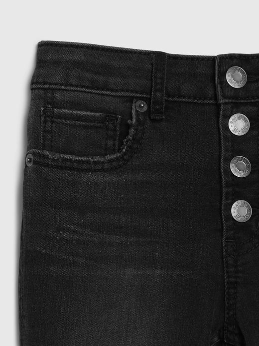 Kız Çocuk Siyah High-Rise Flare Cropped Jean Pantolon