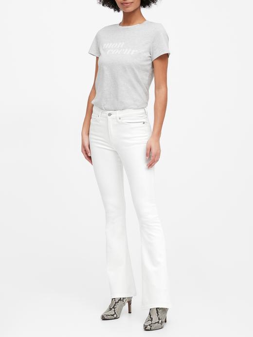 Kadın Beyaz High-Rise Flare Jean Pantolon