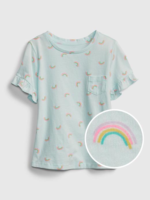 Kız Bebek Gri Organik Pamuklu Fırfır Detaylı T-Shirt