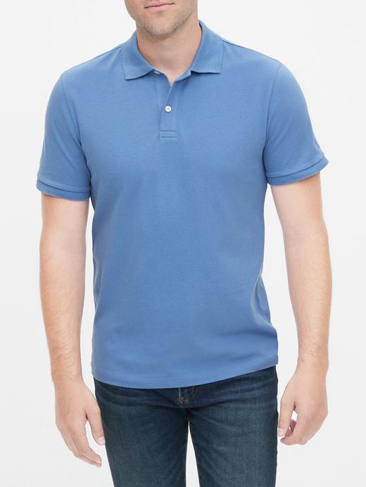 Erkek Mavi Pique Kısa Kollu Polo T-Shirt
