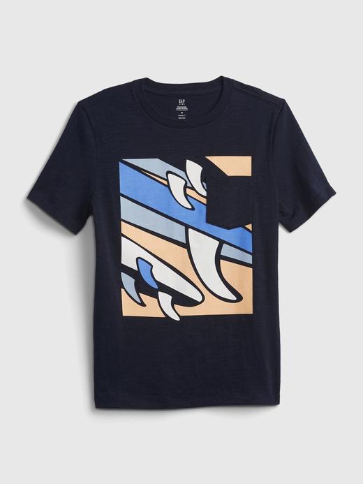 Erkek Çocuk Lacivert Organik Pamuk  Grafik Desenli T-Shirt