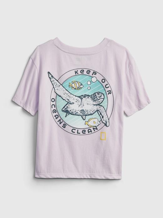 Kız Çocuk Mor National Geographic  Organik Pamuklu T-Shirt