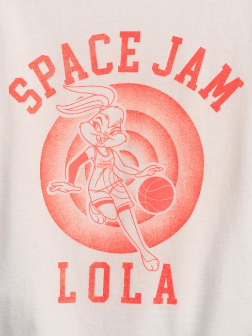 Kız Çocuk Beyaz Space Jam %100 Organik Pamuk Grafik T-Shirt