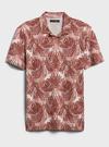 Erkek Pembe Palmiye Desenli Polo T-Shirt