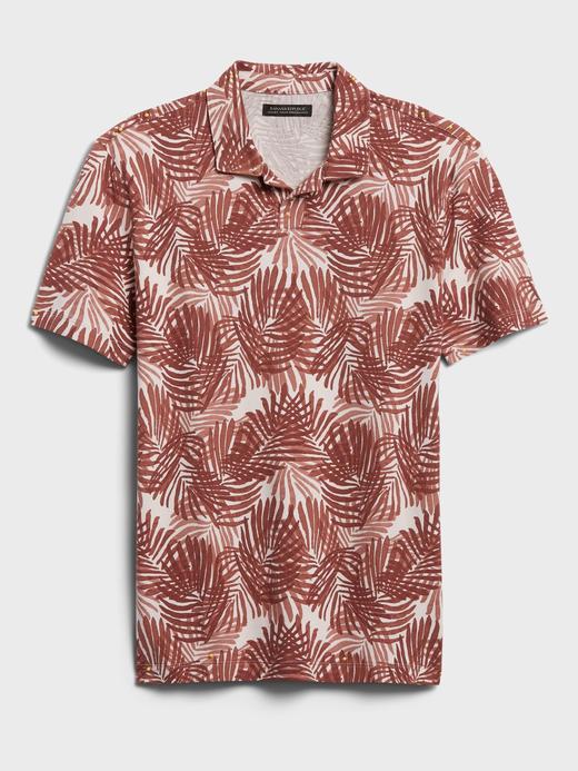 Erkek Pembe Palmiye Desenli Polo T-Shirt