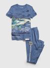 Erkek Çocuk Mavi Köpekbalığı Desenli Organik Pamuk Pijama Takımı
