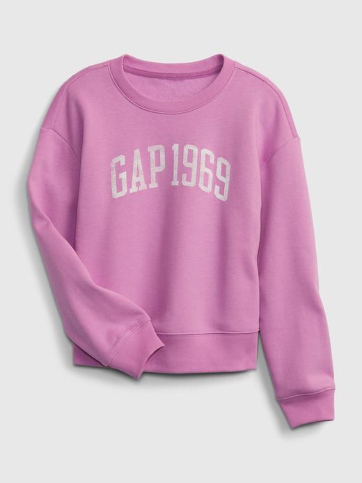 Kız Çocuk Mor Gap Logo Yuvarlak Yaka Sweatshirt