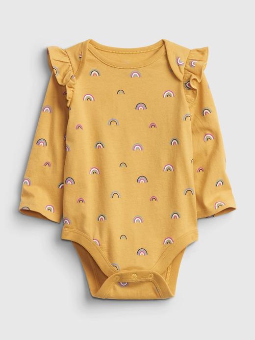 Kız Bebek Sarı %100 Organik Pamuk Fırfır Detaylı Bodysuit