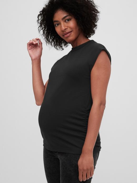 Kadın siyah Maternity Saf Pamuklu T-Shirt