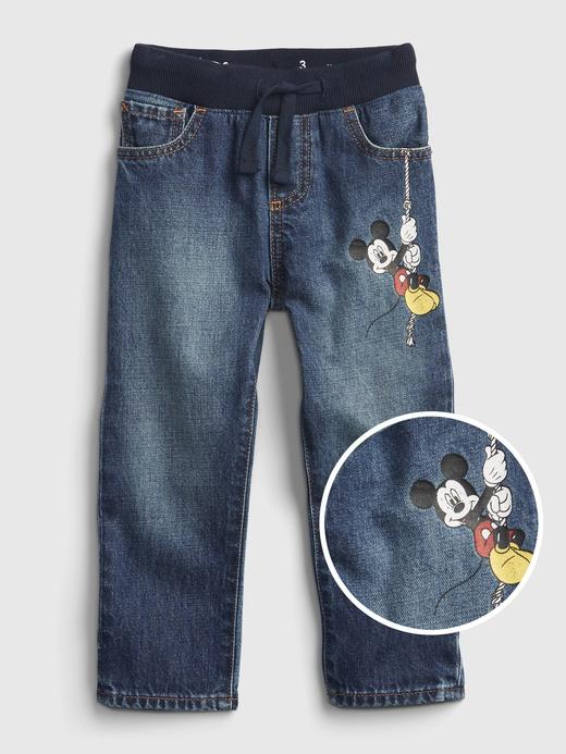 Erkek Bebek Lacivert Disney Mickey Mouse Pull On Slim Jean Pantolon