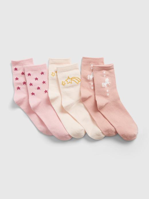 Kız Çocuk Çok Renkli 3'lü Unicorn Desenli Çorap Seti