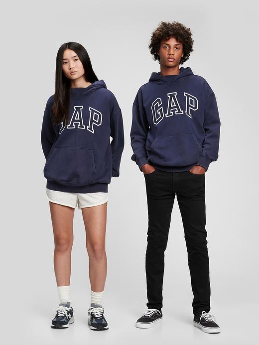 Genç Erkek Lacivert Gap Logo Kapüşonlu Sweatshirt