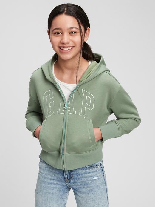Kız Çocuk Yeşil Gap Logo Kapüşonlu Sweatshirt