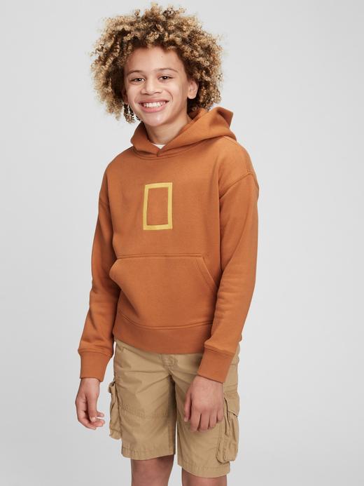 Erkek Çocuk Turuncu National Geographic Kapüşonlu Sweatshirt