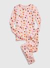 Kız Çocuk Pembe %100 Organik Pamuk Grafik Desenli Pijama Takımı
