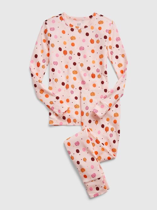 Kız Çocuk Pembe %100 Organik Pamuk Grafik Desenli Pijama Takımı