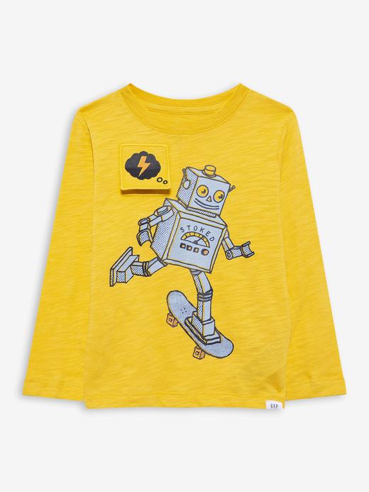 Erkek Bebek Sarı Grafik Desenli T-Shirt