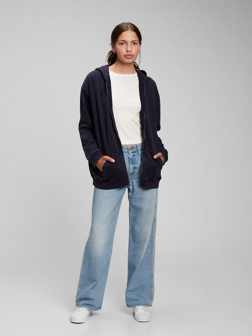 Genç Kız Lacivert Teen Oversize Tunik Kapüşonlu Sweatshirt