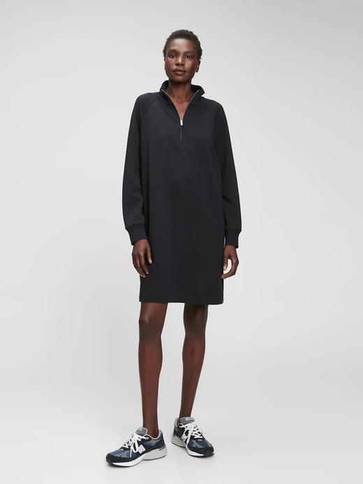 Kadın Siyah Çeyrek Fermuarlı Sweatshirt Elbise