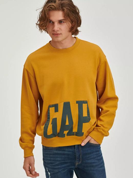 Erkek Sarı Gap Logo Oversize Yuvarlak Yaka Sweatshirt