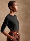 Kadın Siyah Pamuk Modal Karışımlı Uzun Kollu T-Shirt