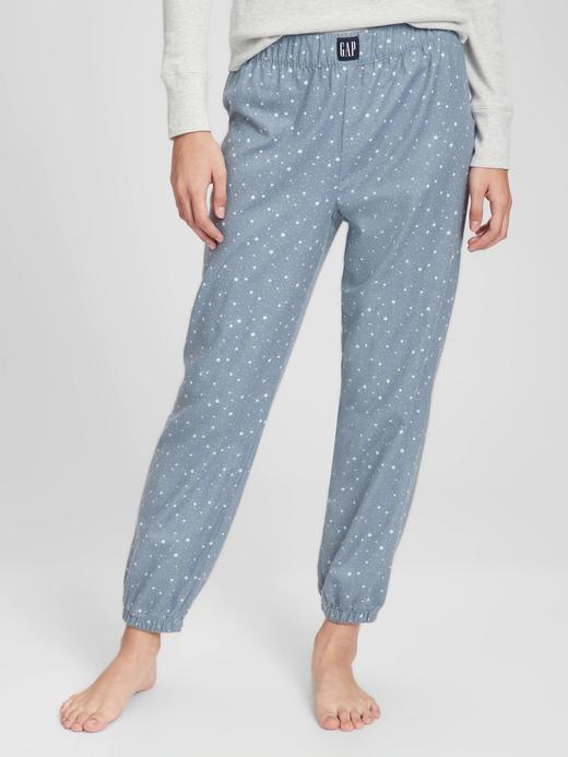 Kadın Mavi Flannel Jogger Pijama Altı