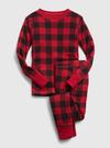 Erkek Çocuk Kırmızı %100 Organik Pamuk Ekose Pijama Seti