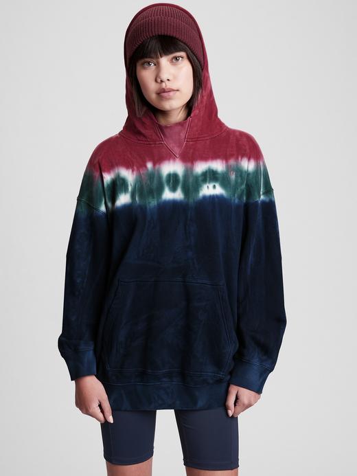 Genç Erkek Pembe Batik Desenli Kapüşonlu Sweatshirt