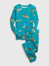 Erkek Çocuk Mavi 100% Organik Pamuk Dinazor Baskılı Pijama Seti