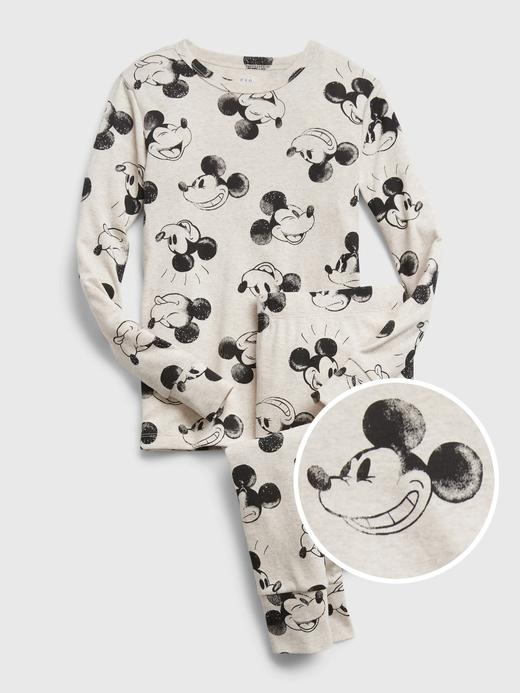 Erkek Çocuk Bej Disney Mickey Mouse 100% Organik Pamuk Bakılı Pijama Seti