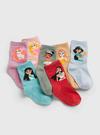 Bebek Çok Renkli Disney Princess Grafik Baskılı Çorap (7'li Paket)