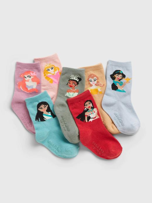Bebek Çok Renkli Disney Princess Grafik Baskılı Çorap (7'li Paket)