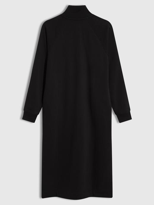 Kadın Siyah Yarım Fermuarlı Uzun Kollu Elbise