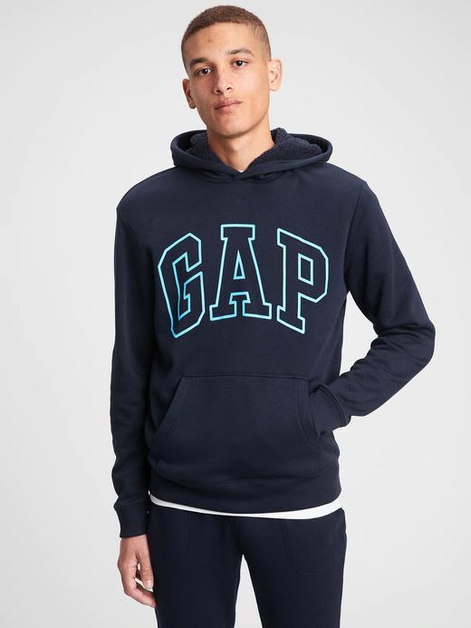 Erkek Lacivert Gap Logo Kapüşonlu Sherpa Sweatshirt