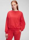 Kadın Kırmızı Vintage Yuvarlak Yaka Sweatshirt