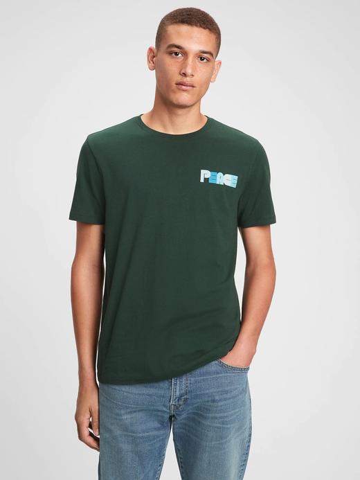 Erkek Yeşil Grafik Baskılı T-Shirt